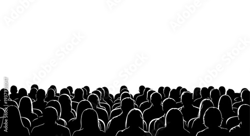 Crowd of People Silhouetted Heads.