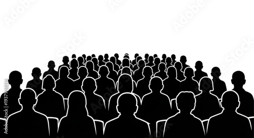 Crowd of People Silhouettes Gathering.