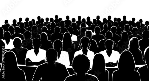 Crowd of People Silhouettes Audience.