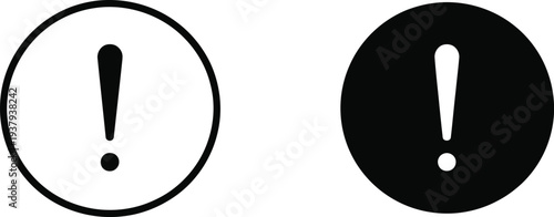 Black and white exclamation mark in circles alert attention