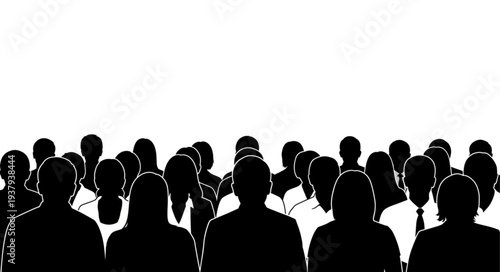 Crowd of People Silhouettes Standing.