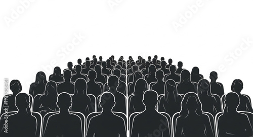 Crowd of People Silhouettes Standing.