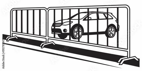 A detailed illustration of a car wash facility with multiple cars undergoing cleaning. Vector