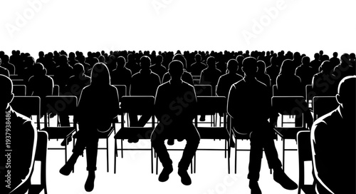 Crowd of People Sitting in Audience.