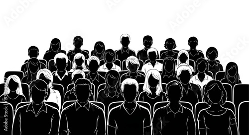 Crowd of People Sitting Together.