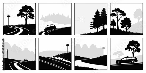 A serene landscape with diverse weather conditions and natural elements Vector