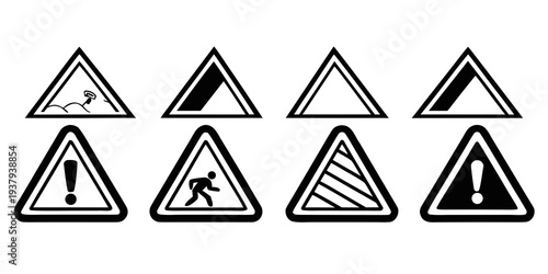 A collection of various warning and caution road signs Vector