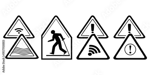 Four road signs indicating no radio, no pedestrians, no motorcycles, and no horn honking Vector