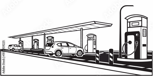 A vintage train station with a clock tower and multiple train tracks Vector