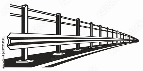 A detailed illustration of a wooden fence stretching into the distance Vector