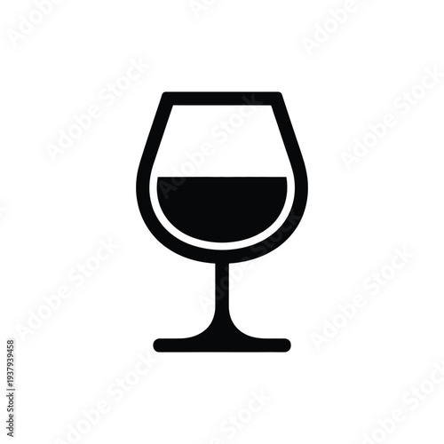 Brandy glass vector icon, cognac drinkware symbol isolated on white background, cocktail and liquor beverage concept, clean simple professional flat vector illustration.