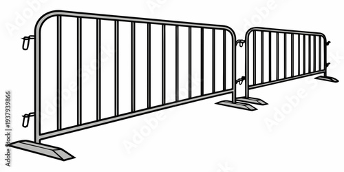 A row of metal barricades with diagonal supports and flat bases Vector