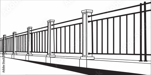 A long row of white picket fences extending into the distance. Vector