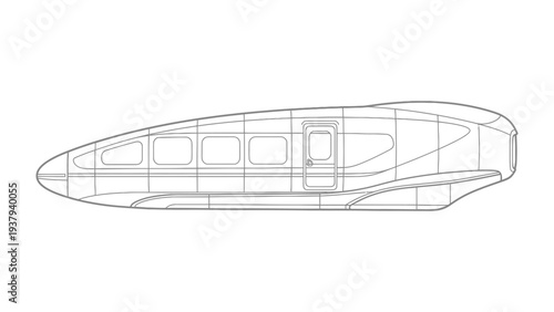 Sleek Transportation Design: An artistic illustration unveils a minimalist sketch of a futuristic vehicle, showcasing its aerodynamic form and clean lines, hinting at innovation in movement.
