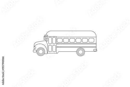 
School bus modern logo icon in a simple line art vector illustration
