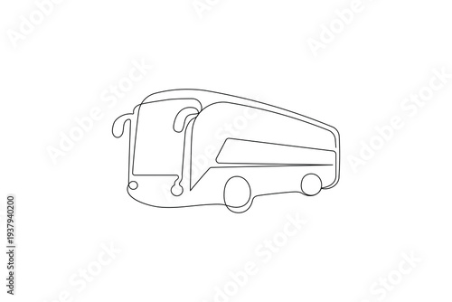 School bus modern logo icon in a simple line art vector illustration
