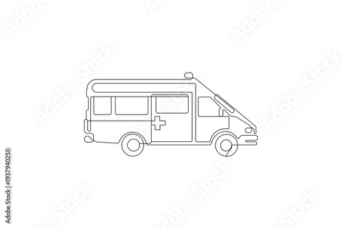 School bus travel coach vehicle in a continuous one line drawing on white background
