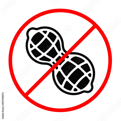 Red and Black Peanut Free isolated round stamp, sticker, sign vector illustration