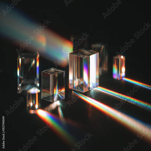 Wallpaper Mural Shimmering prisms refract rainbow light across a dark surface Torontodigital.ca