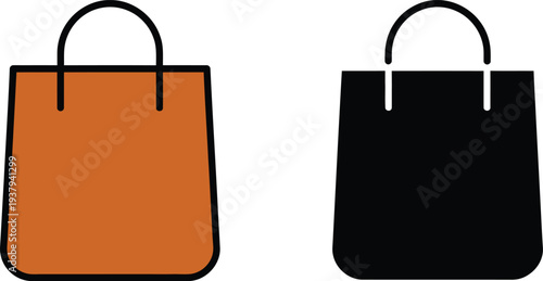 Orange and black shopping bags side by side symbol