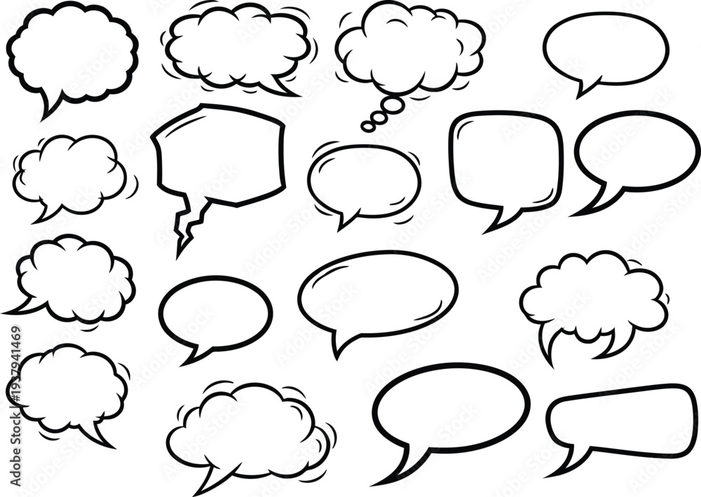 Fototapeta premium Collection of various speech bubbles and thought clouds