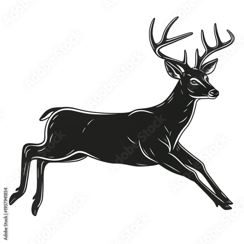 A detailed illustration of a majestic stag in a dynamic pose