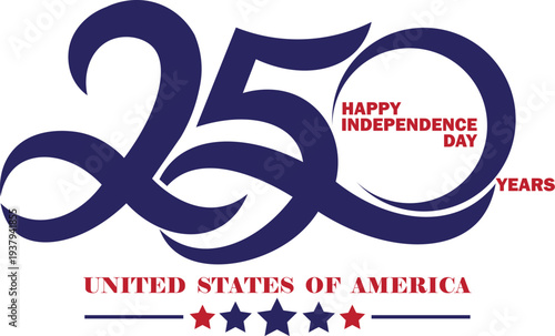 USA 250th Anniversary Logo - United States America 250 Years Independence Day 2026 Typography
