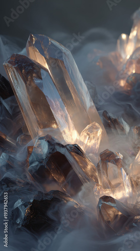 Wallpaper Mural Amethyst crystals glow softly in misty surroundings Torontodigital.ca