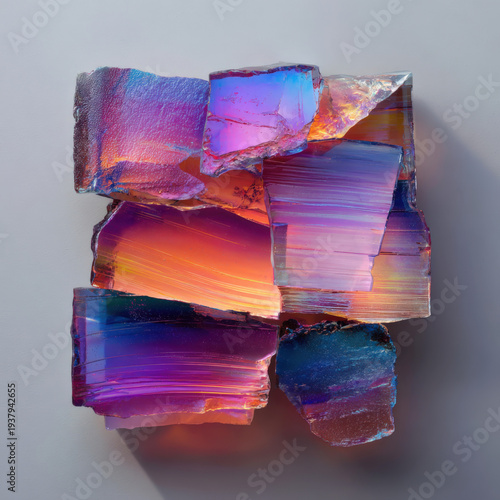 Wallpaper Mural Vibrant, fractured glass pieces glow with iridescent hues Torontodigital.ca