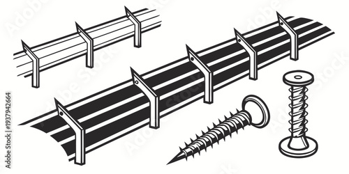 A detailed illustration of a metal lathe machine with various tools and components Vector