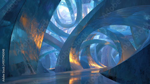 Wallpaper Mural Ice-blue caverns glow with warm amber light Torontodigital.ca