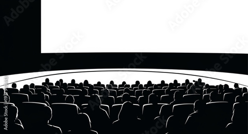 Crowd Watching Movie in Cinema.