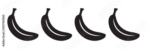 Minimalist black banana icons displayed in sequence for mobile app interface and digital rating components