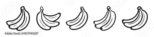 Banana icon outline set fruit symbols tropical food line art design template elements isolated white