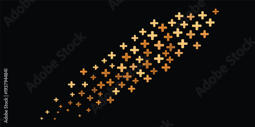 A 3d vector illustration of a crowd of people walking through a dark night celebration featuring gold stars and a magic holiday shine with heart design textures
