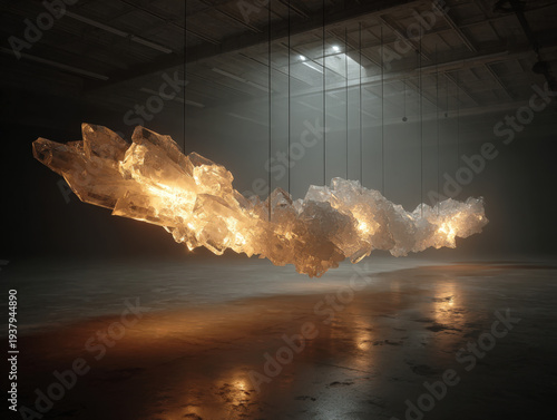 Wallpaper Mural Floating, glowing cloud drifts in industrial space Torontodigital.ca
