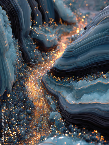 Wallpaper Mural Layered blues ripple like liquid marble Torontodigital.ca