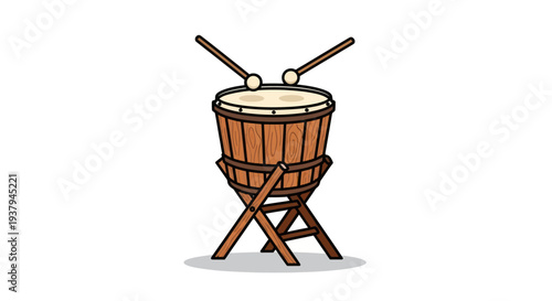 Drum Set with Mallets on Stand.