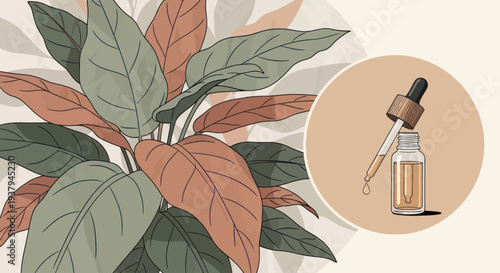 Glass Dropper Bottle with Essential Oil.