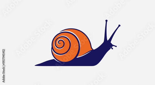 Snail Illustration with Orange Shell Graphic.