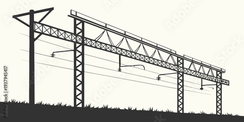 A large construction crane stands tall against a clear sky, ready for heavy lifting. Vector