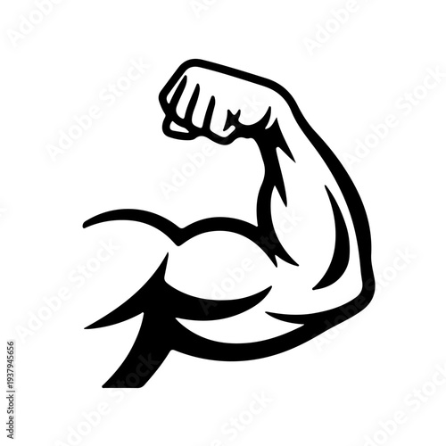 Strong arm muscle flexing vector illustration symbol of strength power fitness and bodybuilding