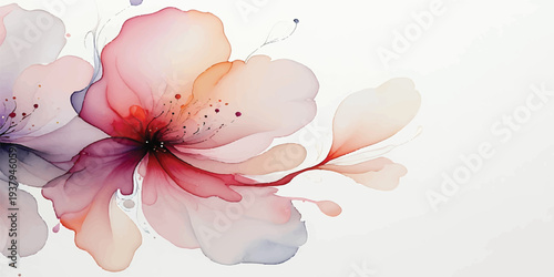Beautiful watercolor background featuring pink blossom flowers and delicate spring petals isolated on a white floral nature scene with a soft macro bloom