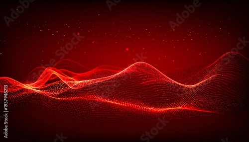A vibrant red waveform against a dark background