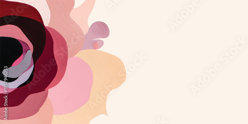 A young woman with a fashion hairstyle wears headphones in a black silhouette vector illustration featuring artful floral shapes and heart design style