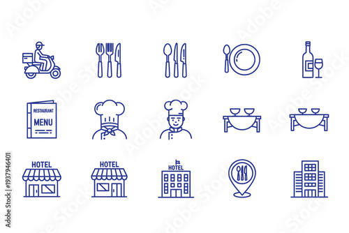 Collection of restaurant and food service icons