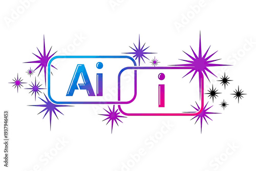 Ai logo with colorful gradient and sparkles