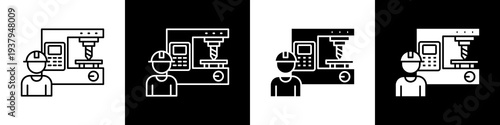 CNC machine  black and white icon design concept