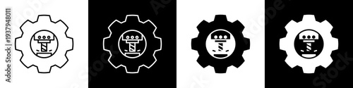 CNC machine black and white icon design concept