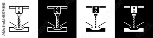 Milling machine  black and white icon design concept